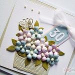 Kartka URODZINOWA z koszem kwiatów #1 - Kartka na urodziny z pastelowymi kwiatami