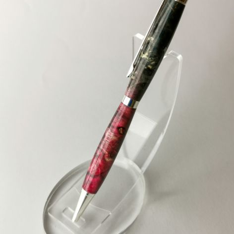 Długopis z drewna stabilizowanego - czerwono czarny