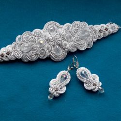 Komplet Biało-Srebrzysty & Kryształy