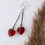 Kolczyki z kryształkami - z sercem - Kolczyki dla ukochanej z sercem