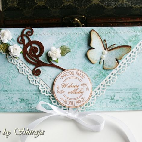 Kopertówka z okazji ślubu- lazur i brąz