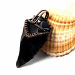 Smocze szkło miedziany wisior z obsydianem - wisior wire wrapped miedziany