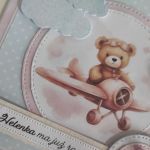 Personalizowana kartka na urodziny roczek miś w samolocie  - Personalizowana kartka na roczek
