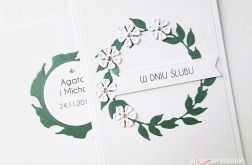 Kartka W DNIU ŚLUBU biało-zielona #2