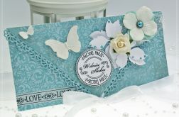 Kopertówka z okazji ślubu-motyle w turkusach