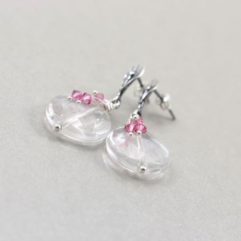 Kryształ górski Swarovski srebro - kolczyki listki