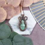 Miedziany wisiorek wire wrapping z szatukitem #527 - 