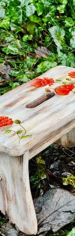 Sielski zydelek, podnóżek, z kwiatami, oryginalny prezent