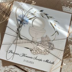 Pamiątka komunii kartka komunijna z personalizacją, życzeniami 1h