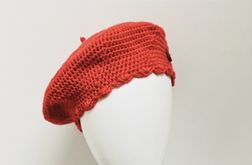 Klasyczny beret francuski z antenką czerwony