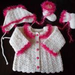 Komplet "Retro" - sweter dla dziecka, czapka, buciki