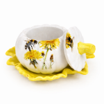 Świecznik dynia gipsowy z pszczołą i mniszkiem na podstawce – rękodzieło - 