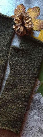 Mitenki wełniane Tweed leśna zieleń