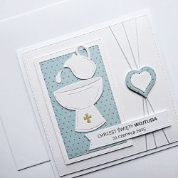 Oryginalna kartka na Chrzest z chrzcielnicą