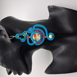 Turquoise Openwork kolczyki sutasz