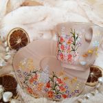 komplet polne kwiaty ręcznie malowany 250 ml. - ręcznie malowane