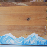 Ręcznie malowane pudełko, Góry - Detal panoramy gór
