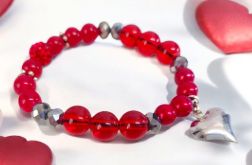 Bransoletka na gumce czerwona serce
