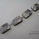 Bransoletka z Krzemieniem Pasiastym - stal - Bransoletka stworzona ręcznie ptacochłonną techniką wire wrapping.