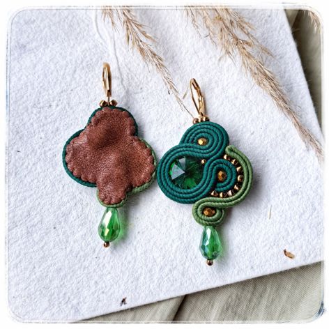Kolczyki sutasz soutache Swing zielone 
