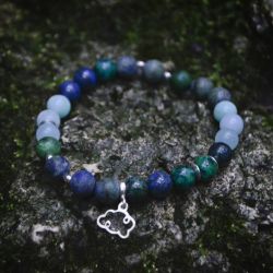 Azuryt, bransoletka z chmurką. Srebro.