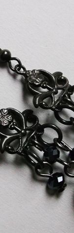 ♥ Czarne kolczyki z perłą ♥