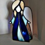 lampion Anioł Haniel , kobaltowy , witraż - lampion anioł