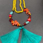 Naszyjnik Długi Sznur Fantazyjny Masa Perłowa Z Chwostami - 