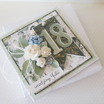 Urodzinowa kartka "18" w zielonych kolorach - 18zielona3