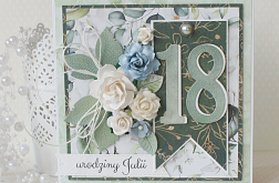 Urodzinowa kartka "18" w zielonych kolorach