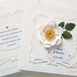 Kartka ŚLUBNA w bieli - z cytatem