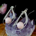 Agat różowy, Srebrne kolczyki z agatem róż - Sterling Silver earrings with Pink Agate wire wrapped gift for her gift for mom perfect present artisan handcrafted jewelry for women