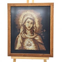 Obraz Ręcznie Haftowany Maryja 34x30 cm - Religijna Dekoracja Ścienna 