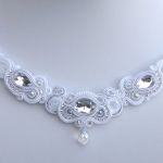 Naszyjnik-kolia Biało-Srebrzysty - 