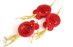 komplet biżuterii sutasz czerwony ze złotem