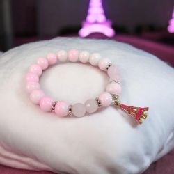 Bransoletka na gumce wieża róż pastel