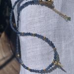 Naszyjnik choker naturalne szafiry i srebro 925 - 