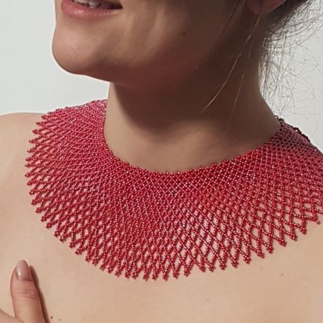 Naszyjnik Krywulka Czerwona Szeroka