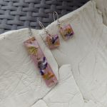 Komplet biżuterii (wisiorek i kolczyki) z żywicy - Różowy Szept Natury - 3