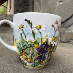 Porcelanowy kubek ręcznie malowany Letnia łąka 4