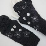 Mitenki ręcznie robione alpaka czarne - ciepłe rękawiczki
