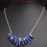Lapis lazuli, srebrny naszyjnik z lapisem. - Sterling silver necklace with Lapis Lazuli, 17.7 inch chain included, gift for her gift for mom, perfect present, unique artisan handcrafted