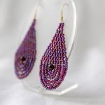 Czeskie koraliki, bigle srebrne pozłacane - Widok z boku