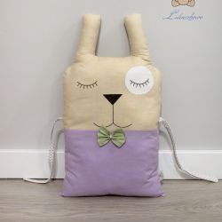 Poduszka dekoracyjna króliczek, fiolet-beż