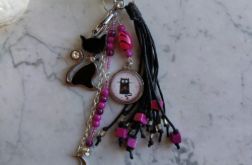 Brelok Magiczny Czarny Kot z chwostem i księżycem