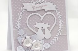 Kartka ślubna Para kotów w sercu ZS2001