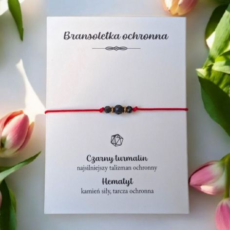 Bransoletka ochronna czarny turmalin hematyt