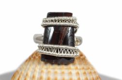 Kwarc Srebrny pierścionek z tygrysim okiem