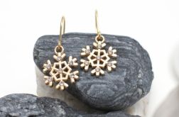 POZŁACANE KOLCZYKI ŚNIEŻYNKI Z CYRKONIAMI.