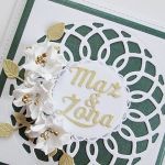 Kartka MĄŻ & ŻONA biało-zielona - Pamiątka Ślubu z białymi kwiatami